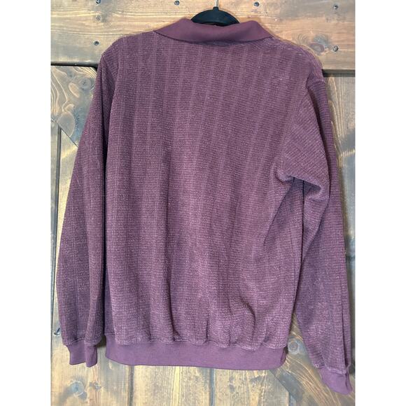 David Taylor Mens medium Sweater Burgundy Collar-Polo Style - Picture 3 of 4